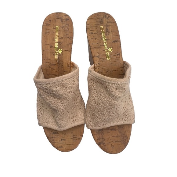 Montego Bay Club Cream Cork Wedge Heel Sandals Size 8 Women’s - Picture 6 of 9